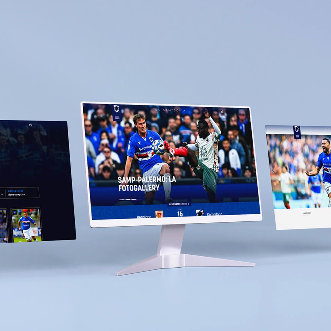 Homepage del sito Sampdoria in visualizzazione desktop