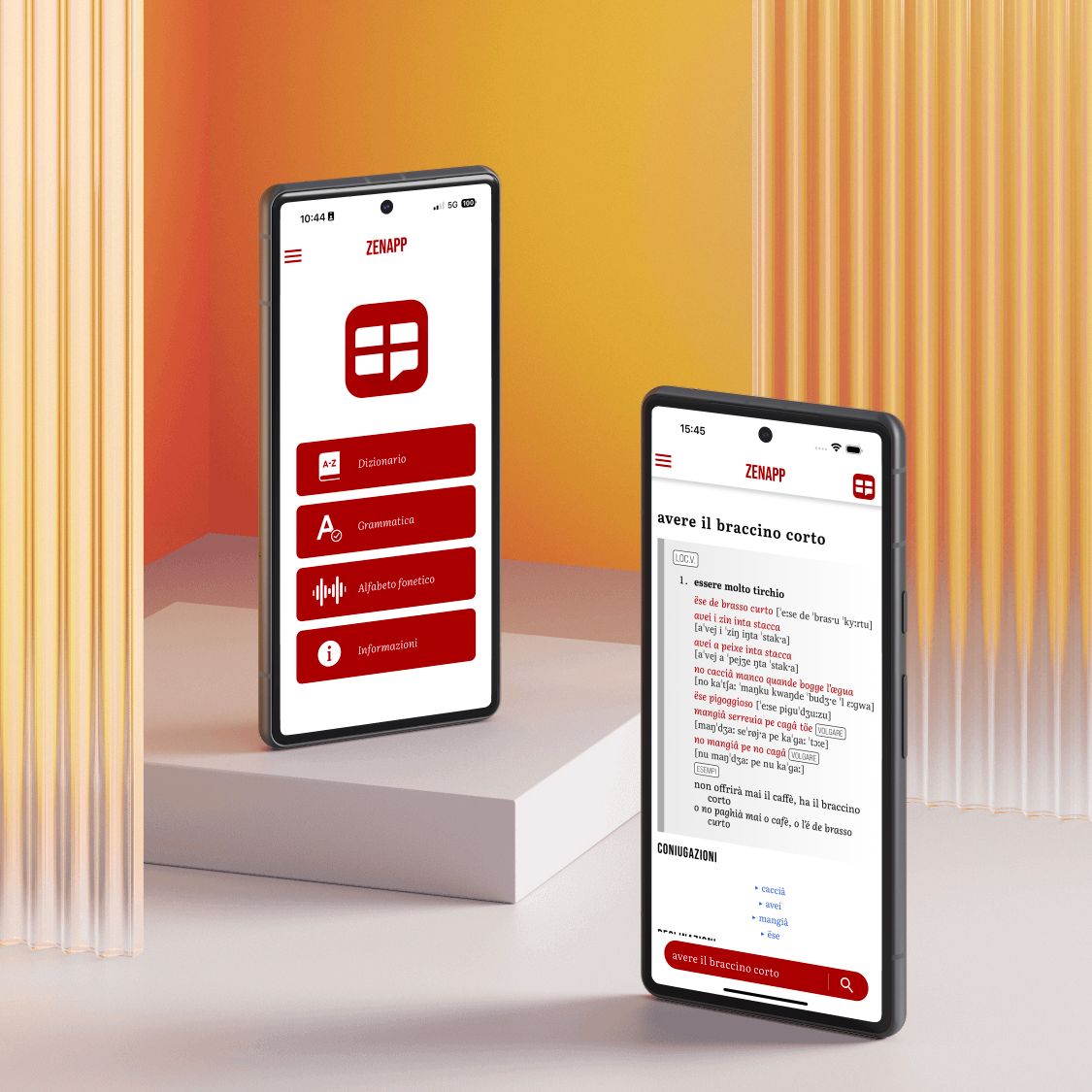 Mockup delle schermate dell'app Zenapp 