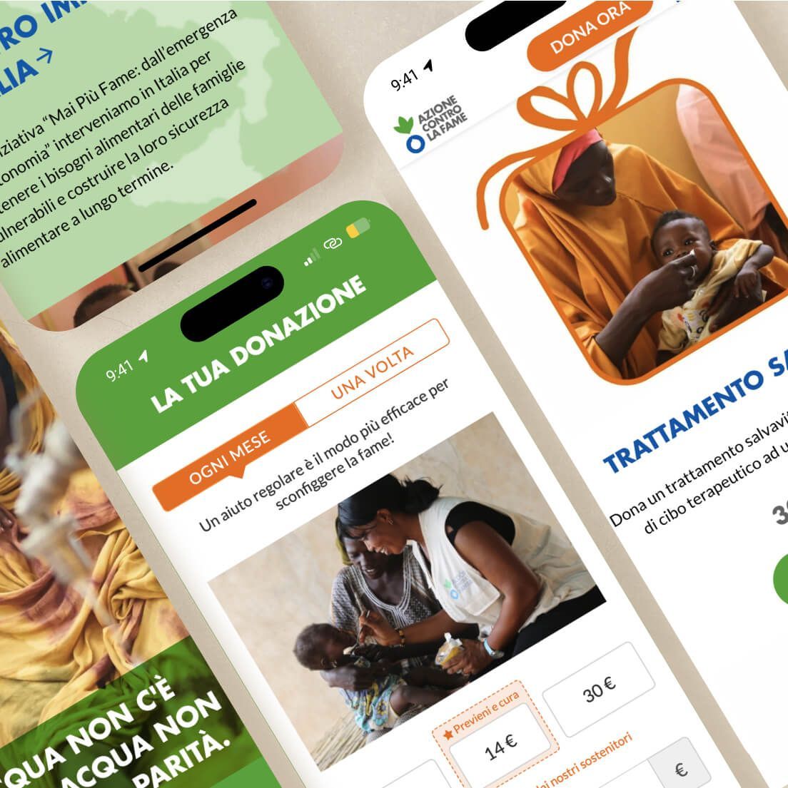 /cmsSchermate del sito Azione contro la fame in formato mobile