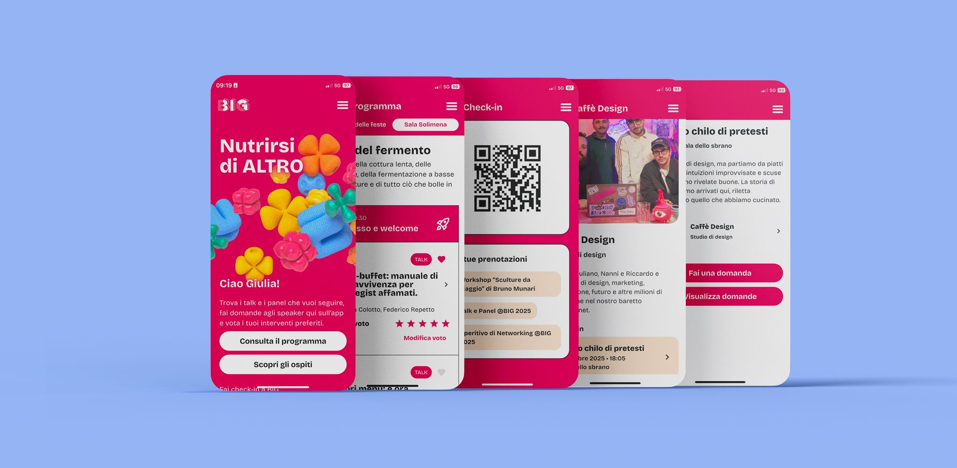 /cmsPreview schermate principali dell'app di BIG