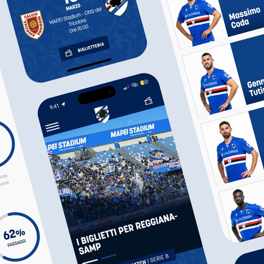 /cmsMockup mobile del sito Sampdoria