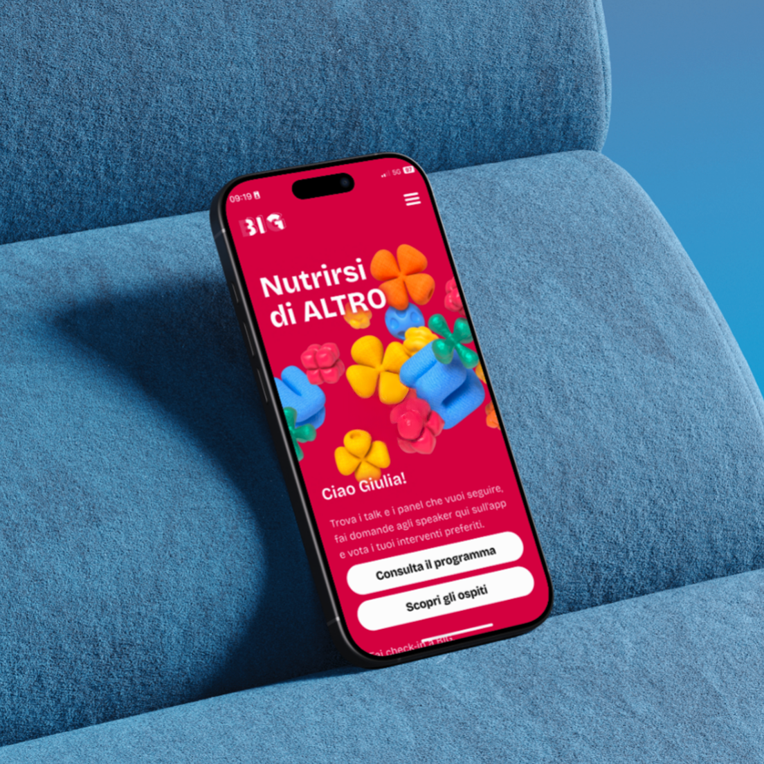/cmsMockup della schermata di benvenuto dell'app